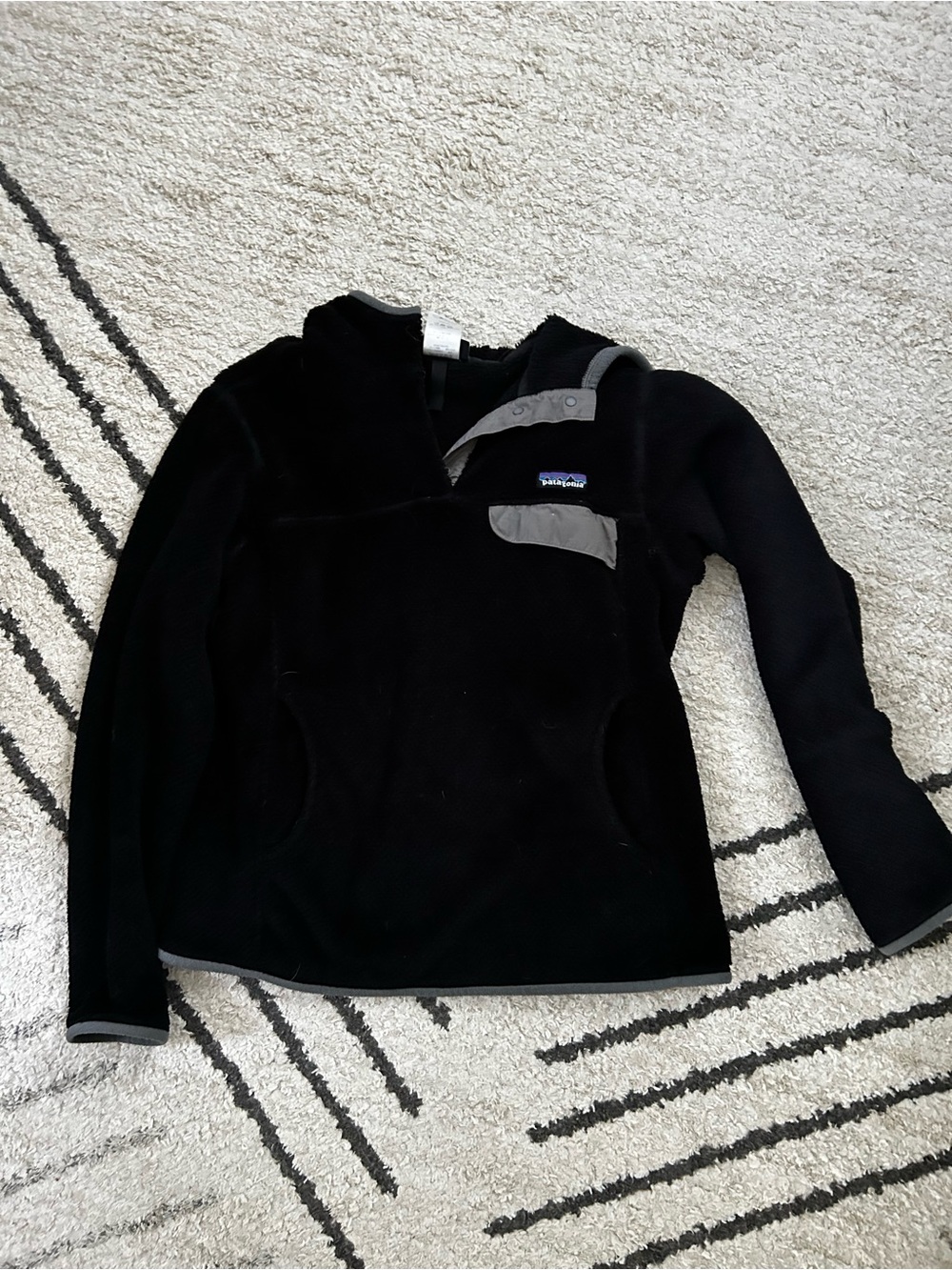 Patagonia Black Fleece Snap-Front Pullover with Gray Trim